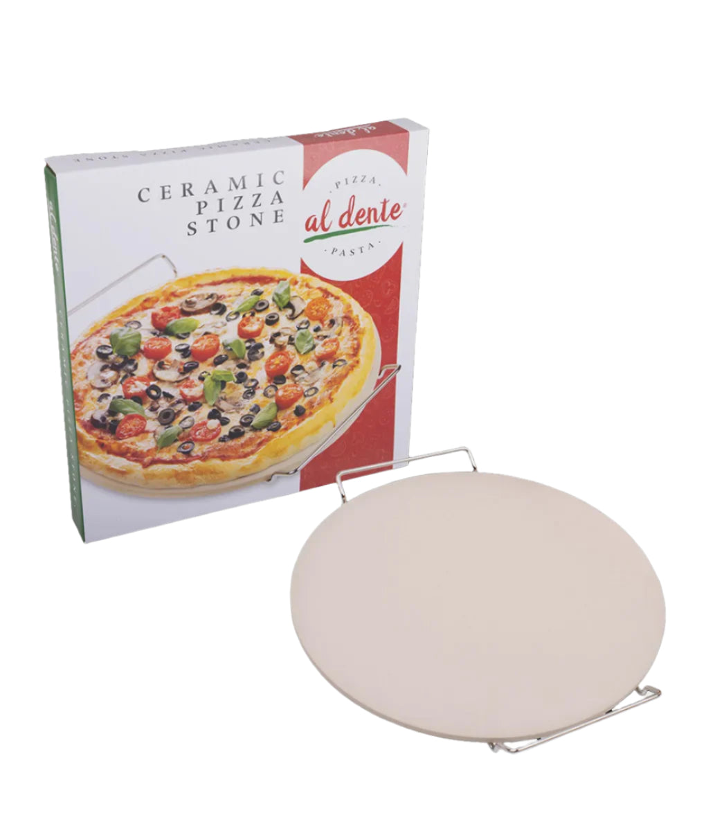 Ceramic Pizza Stone w Rack 33cm