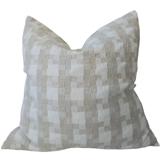 Isla Jacquard Linen Cotton 55cm Cushion 55cm - Natural | Off White