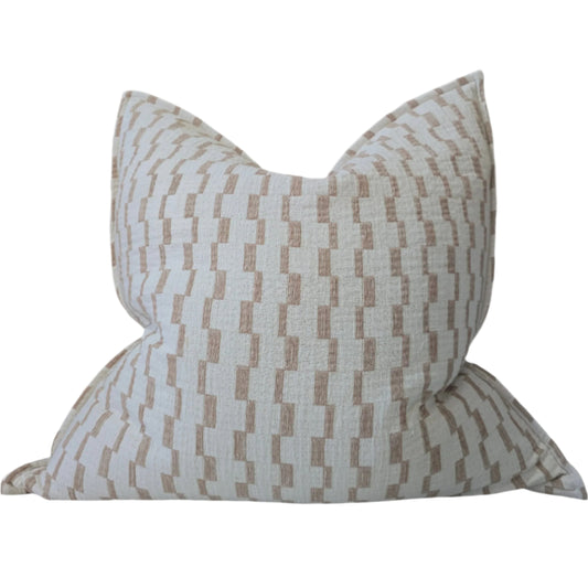 Mosaic Jacquard Linen 55cm Cushion - Off White | Mocha Mousse