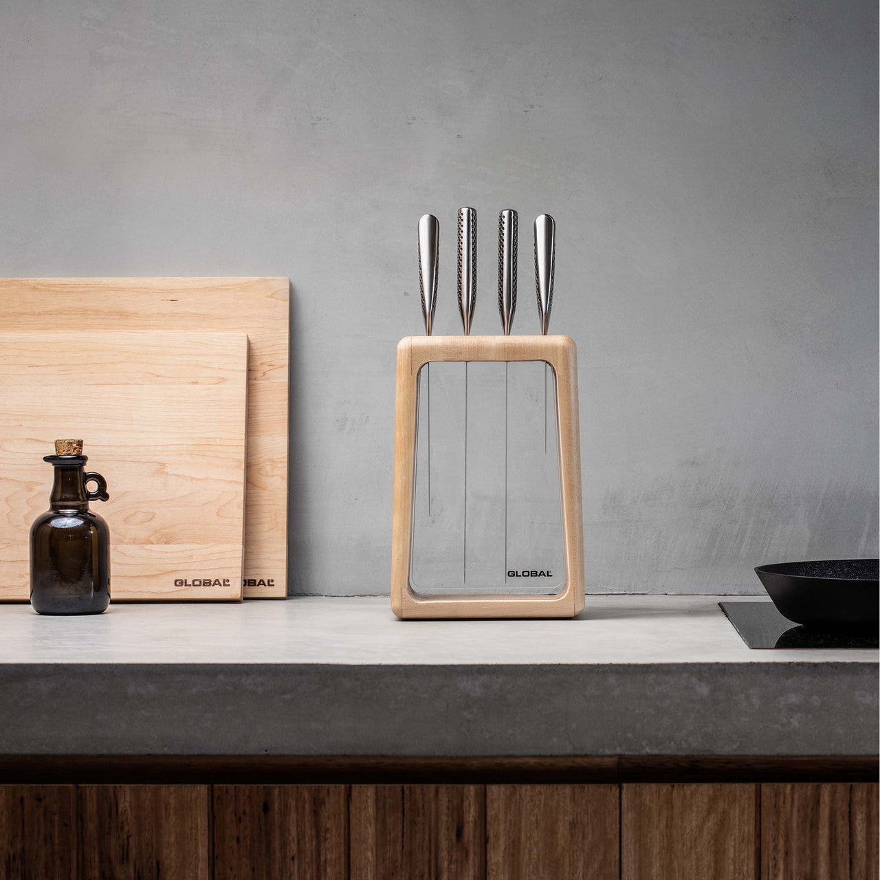 Global Hasira 5 Piece Knife Block - Maple