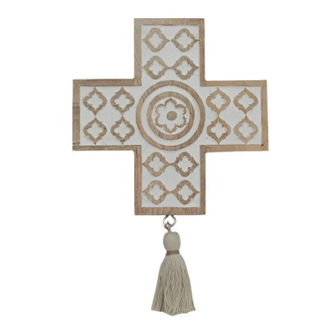 Asilah Wood Cross 20x20cm White Wash