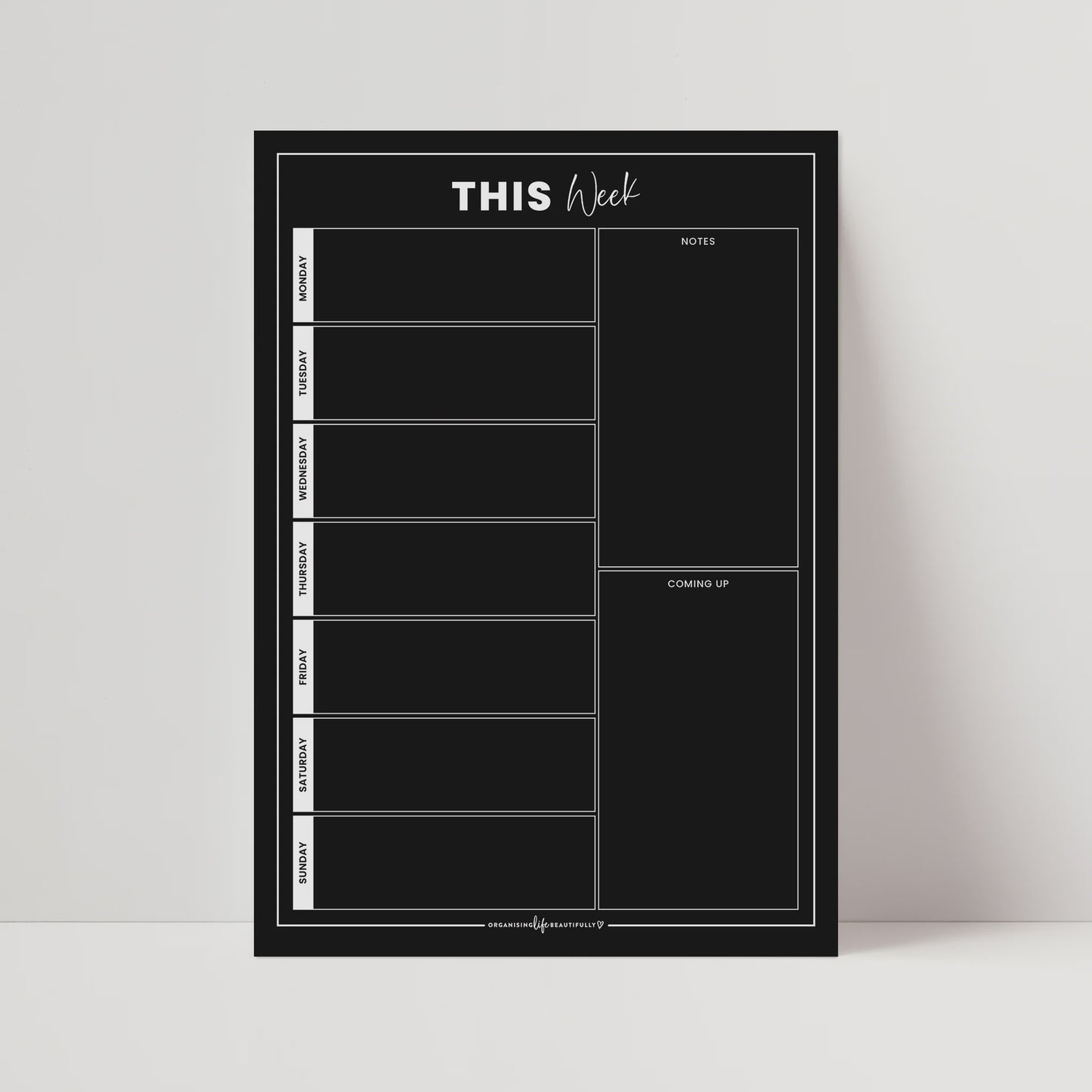 Magnet - Reusable Weekly Planner - Classic Black - A4