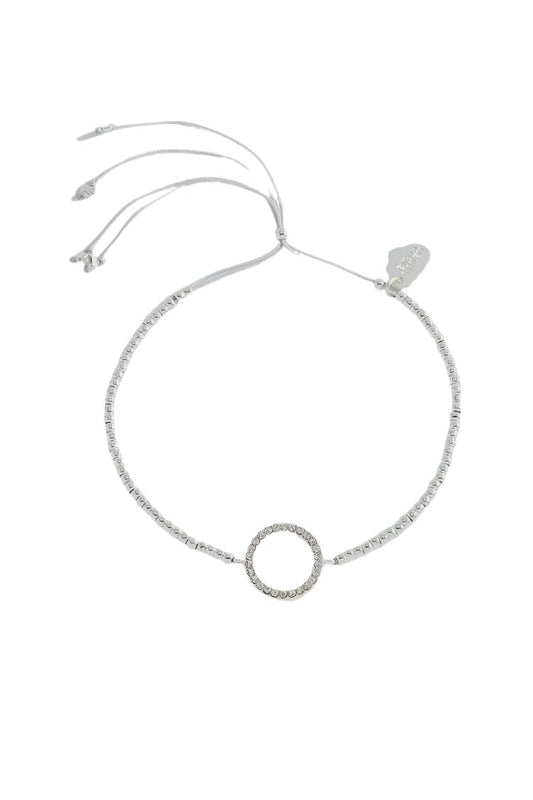 White CZ Circle Louise Bracelet - Silver Plated