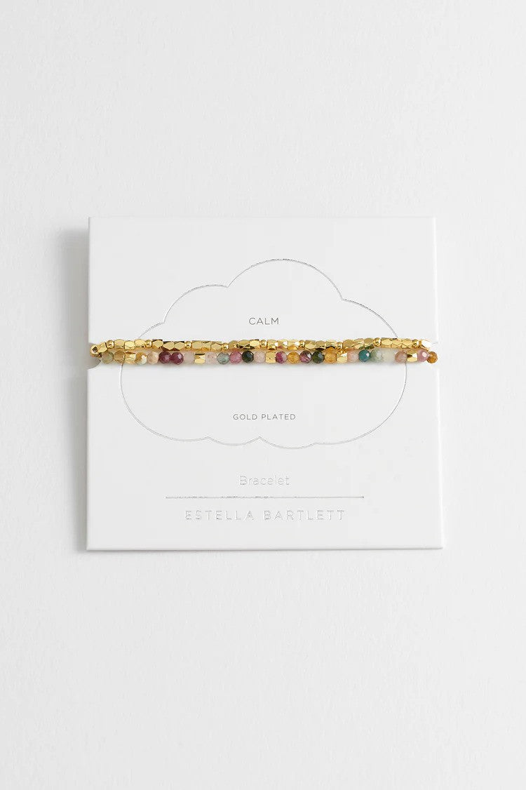 Coco Bead And Tourmaline Double Bracelet - Gold Plated