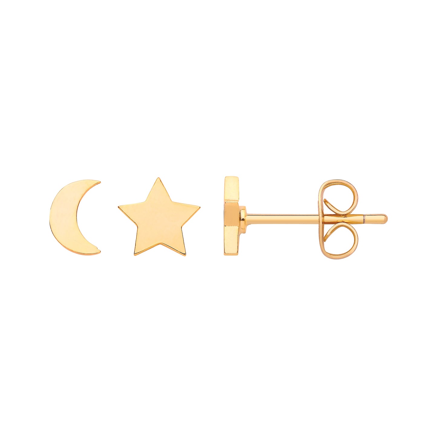 Mixed Moon And Star Earrings - Gold Plated