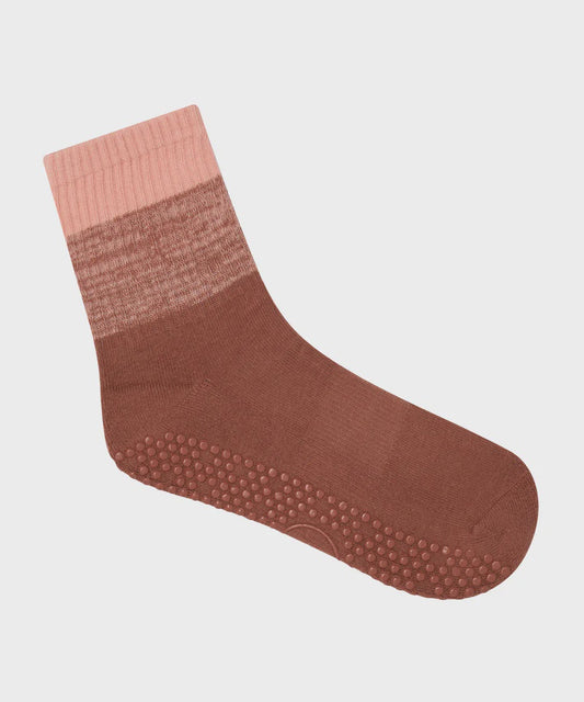 Crew Non Slip Grip Socks - Fade Red Earth