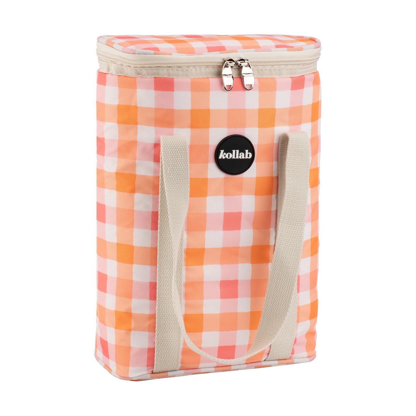 Wine Cooler Bag - Watermelon Peach Check