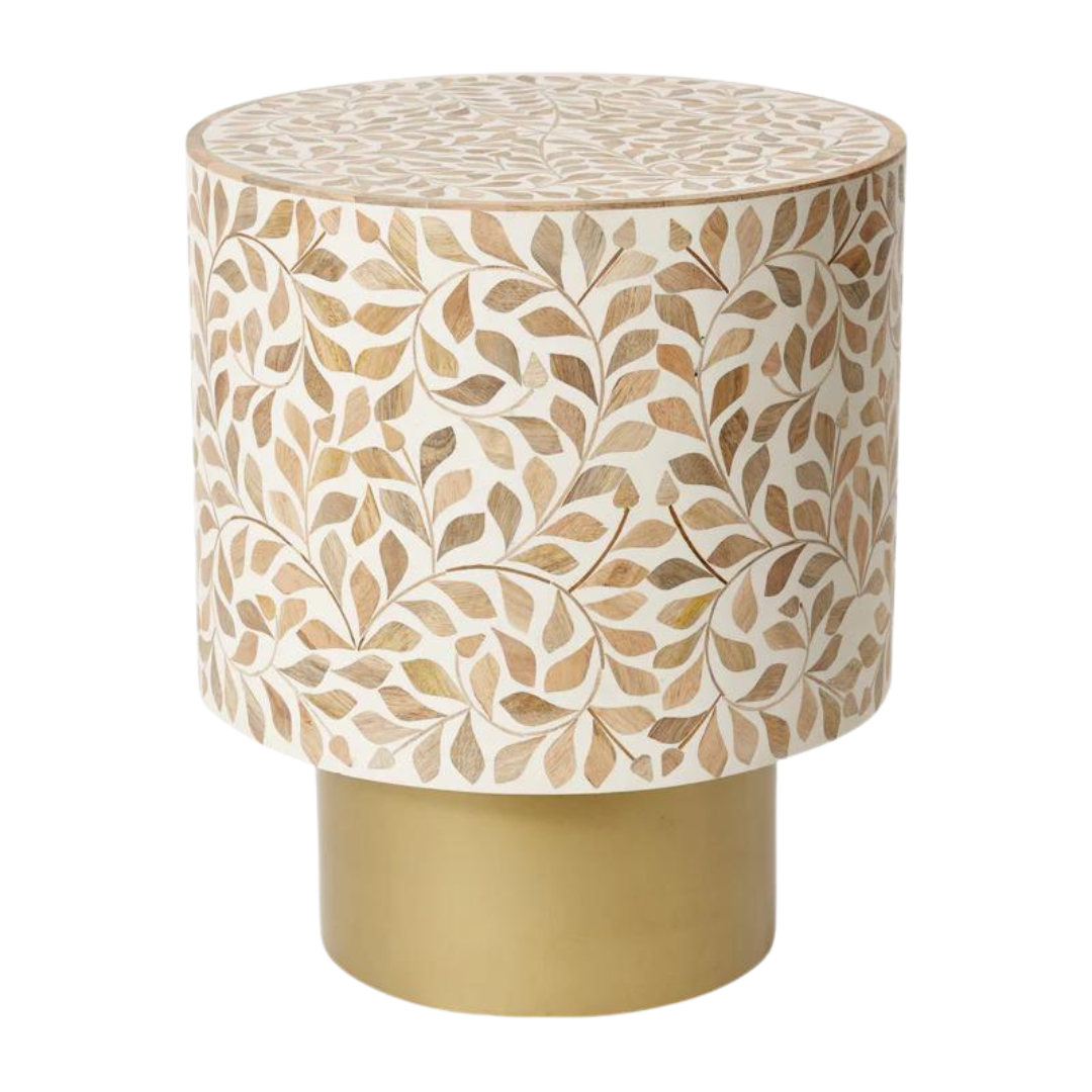 Kartik Side Table Cream/Natural/Gold