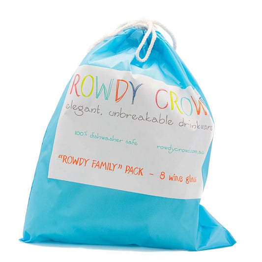 Rowdy Family Pack - 8 Wine Glasses - Aqua