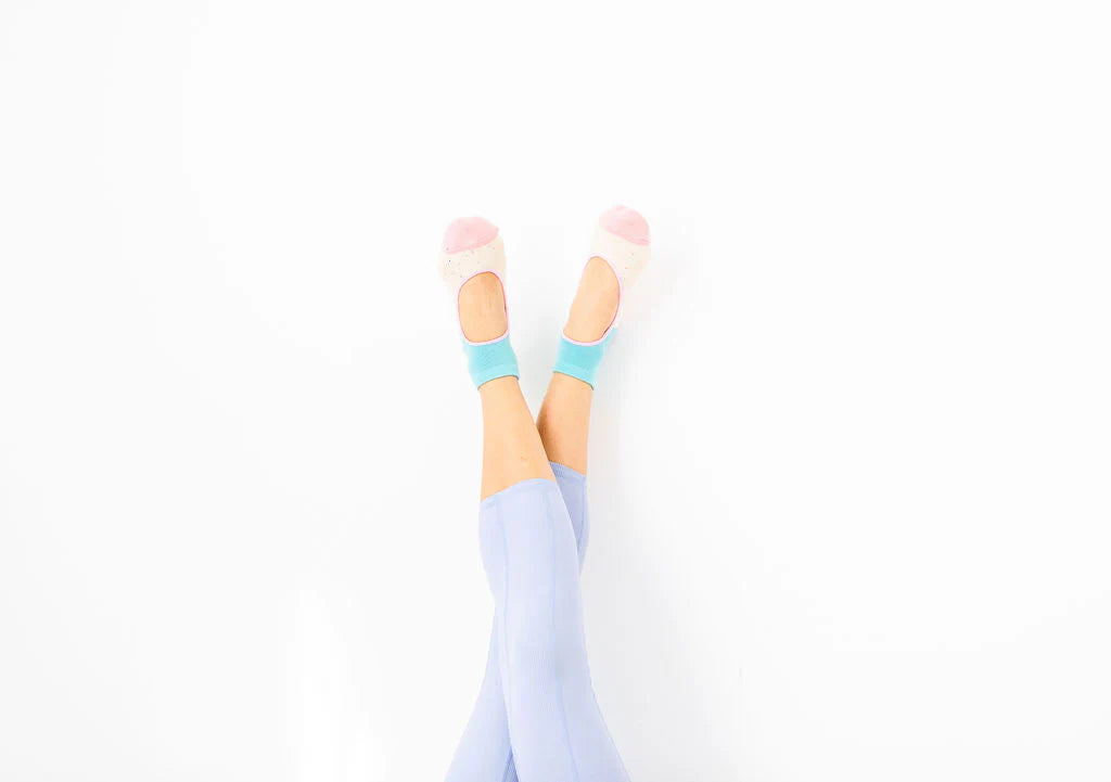 Aqua & Pink Mary-Jane Grippy Socks