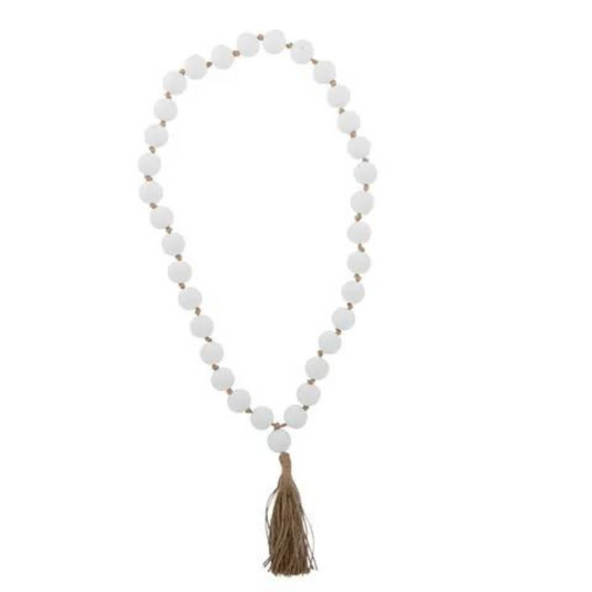 Safforn Wooden Hanging Beads White