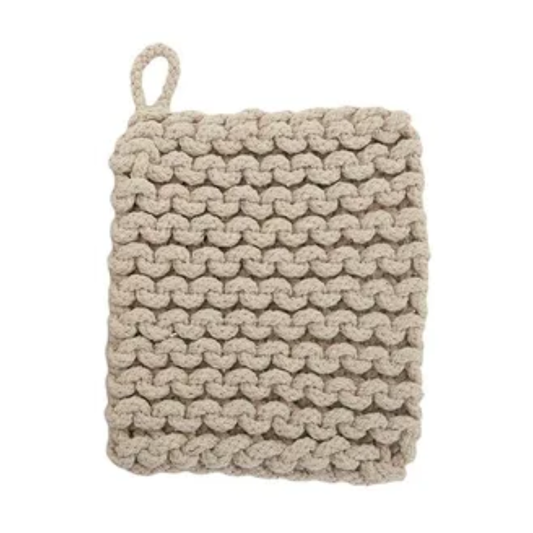 Knit Cotton Trivet 20x20cm - Cream