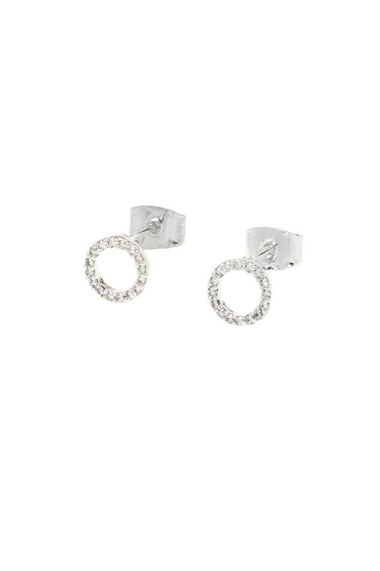 CZ Circle Earrings - Silver Plated