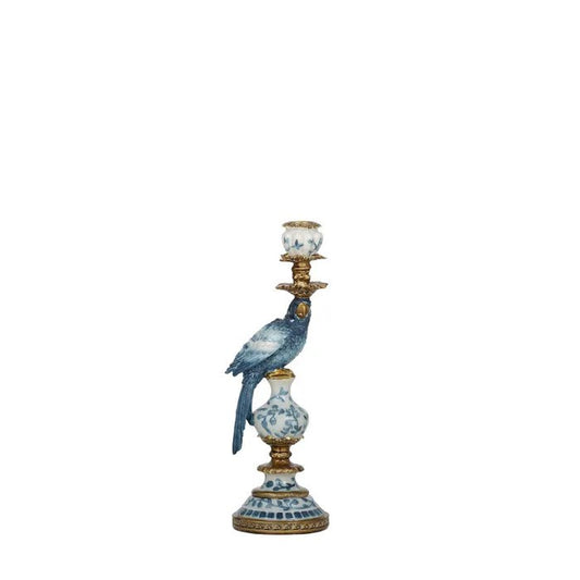 Polly Parrot Resin Candle Holder 9 x 28 cm Blue