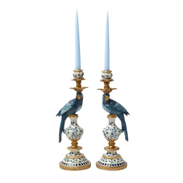 Polly Parrot Resin Candle Holder 9 x 28 cm Blue