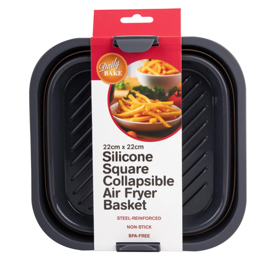 Silicone Square Collapsible Air Fryer Basket 22 X 22cm