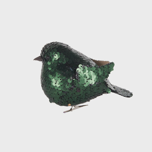 Emerald Sequin Bird Clip