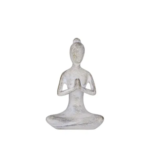 Yogi Lady Resin Sculpture 10x15cm White