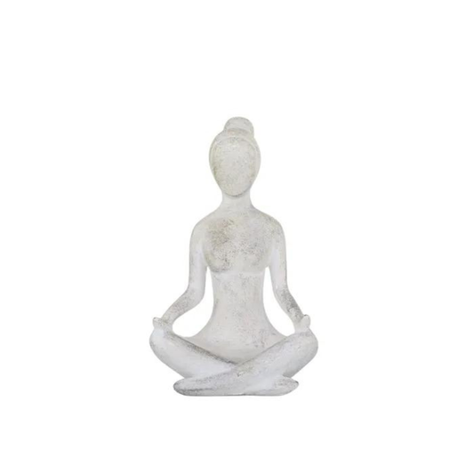 Yogi Lady Resin Sculpture 12x21cm White