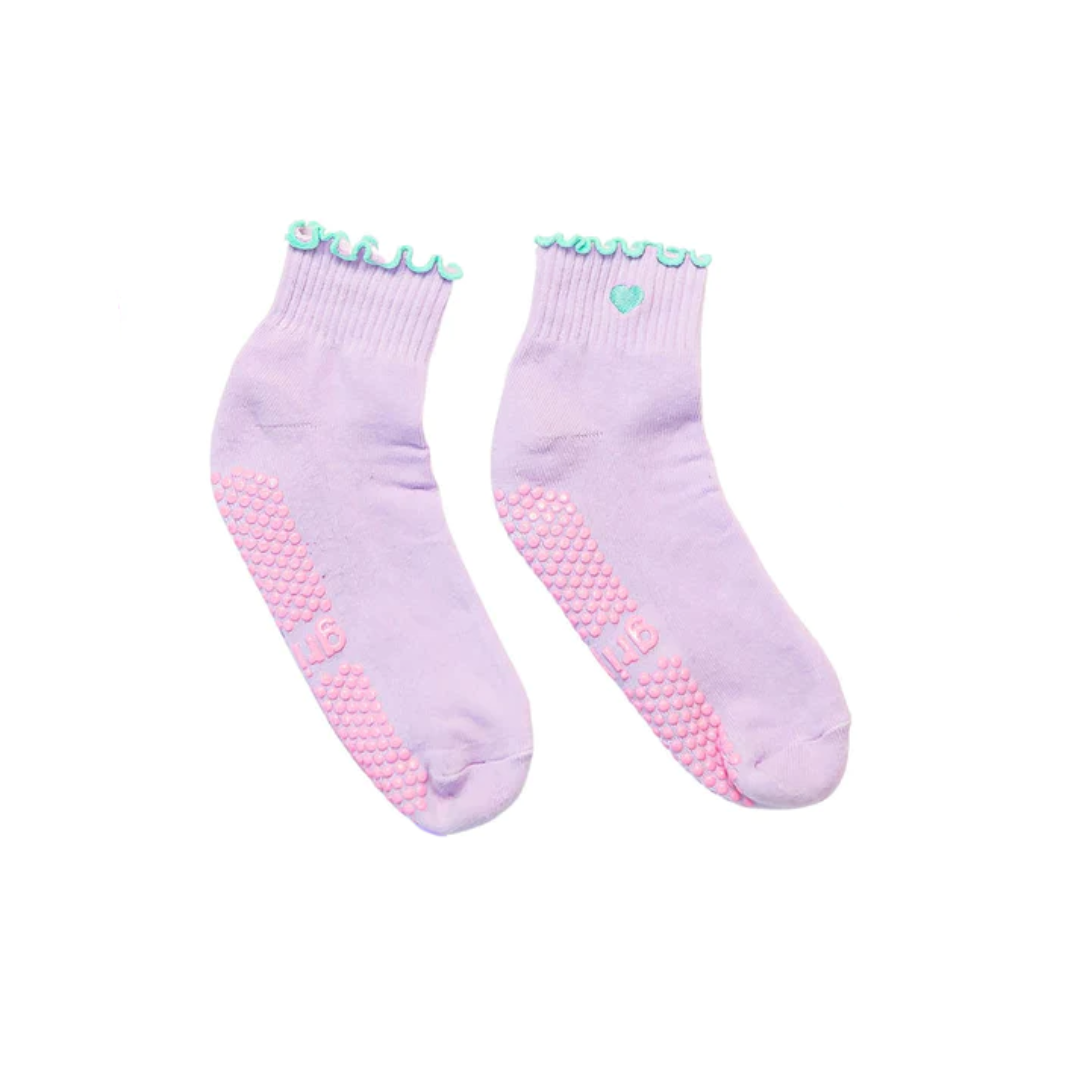 Pastel Ankle Frill Grippy Socks - Lilac & Mint