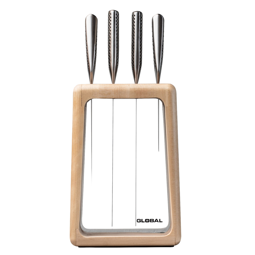 Global Hasira 5 Piece Knife Block - Maple