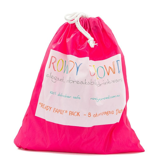 Rowdy Family Pack - 8 Champagne Flutes - Hot Pink